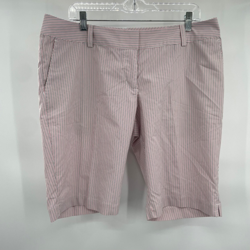 Adidas Women's Pinstripe Golf‎ Shorts Size 14 Pink White Climalite
